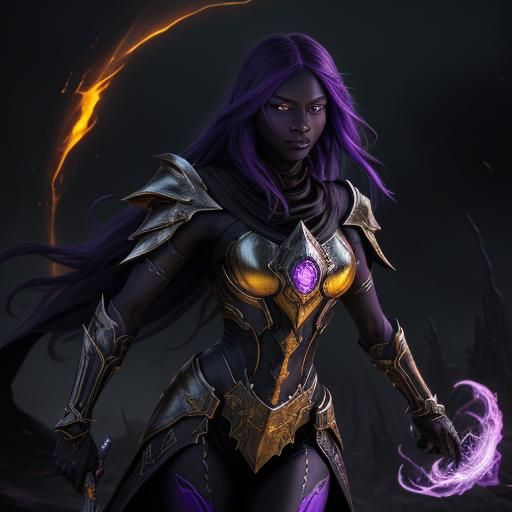 Drow Hunter Beast Tamer in Art Nouveau Style