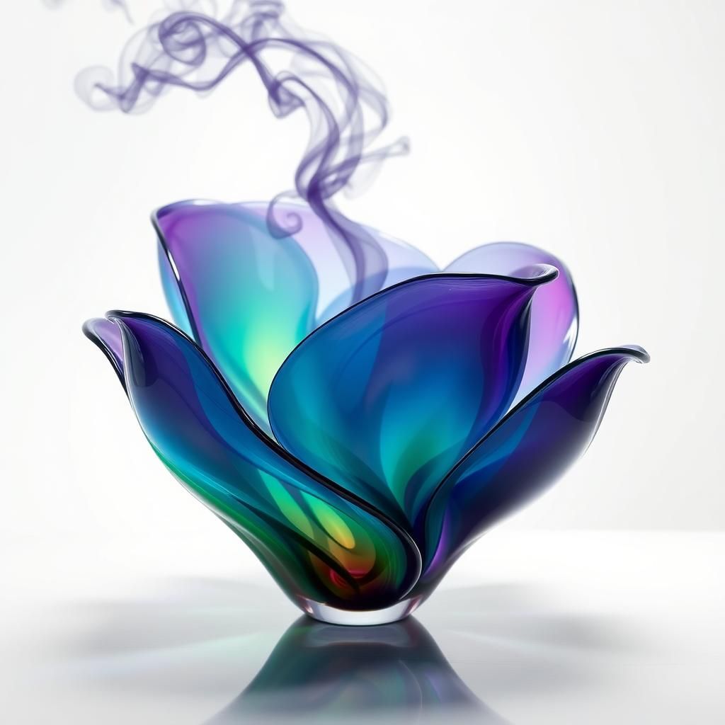 Iridescent Glass Vase with Colored Smoke