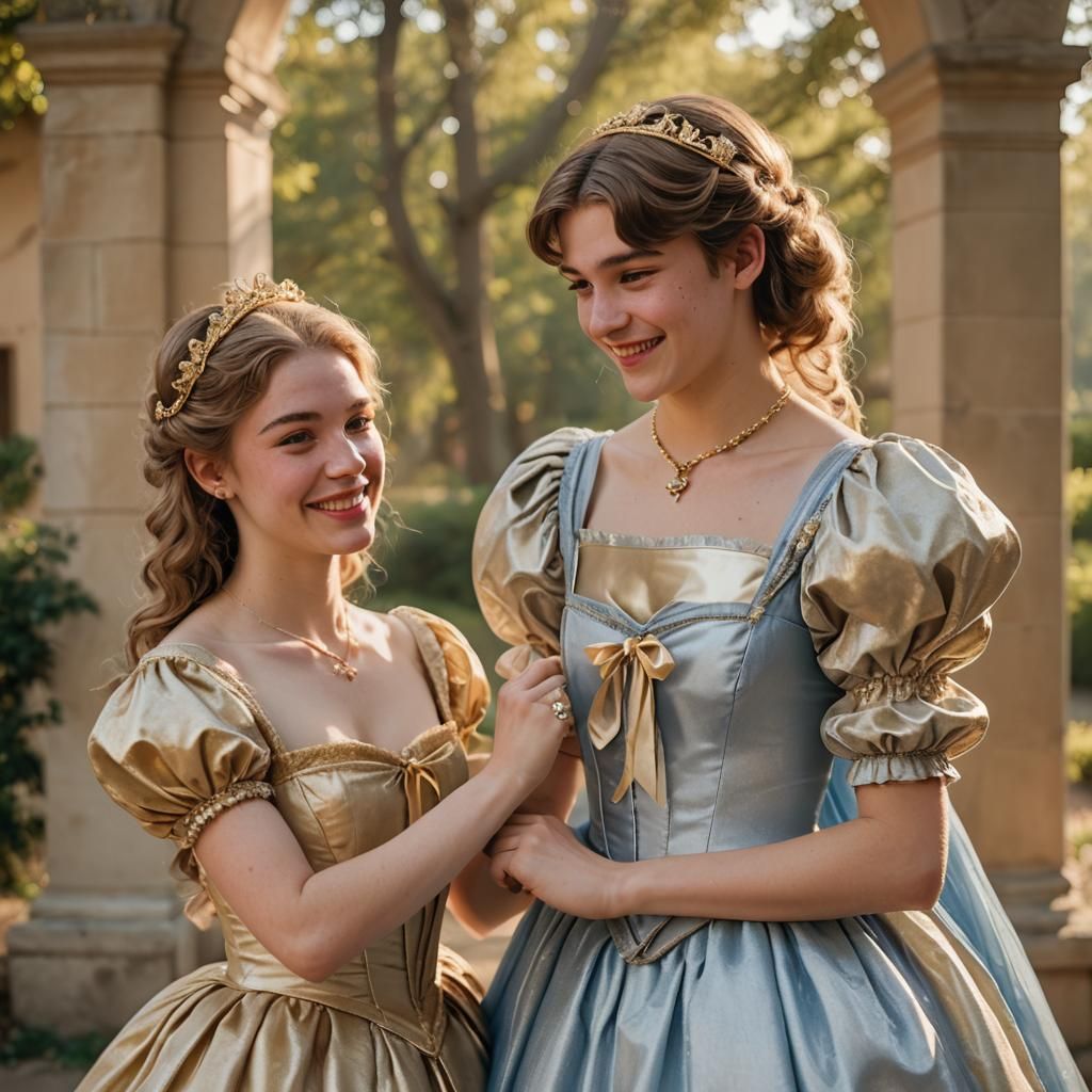 Renaissance Portrait of Teen Girl and Crossdresser Boy with ...