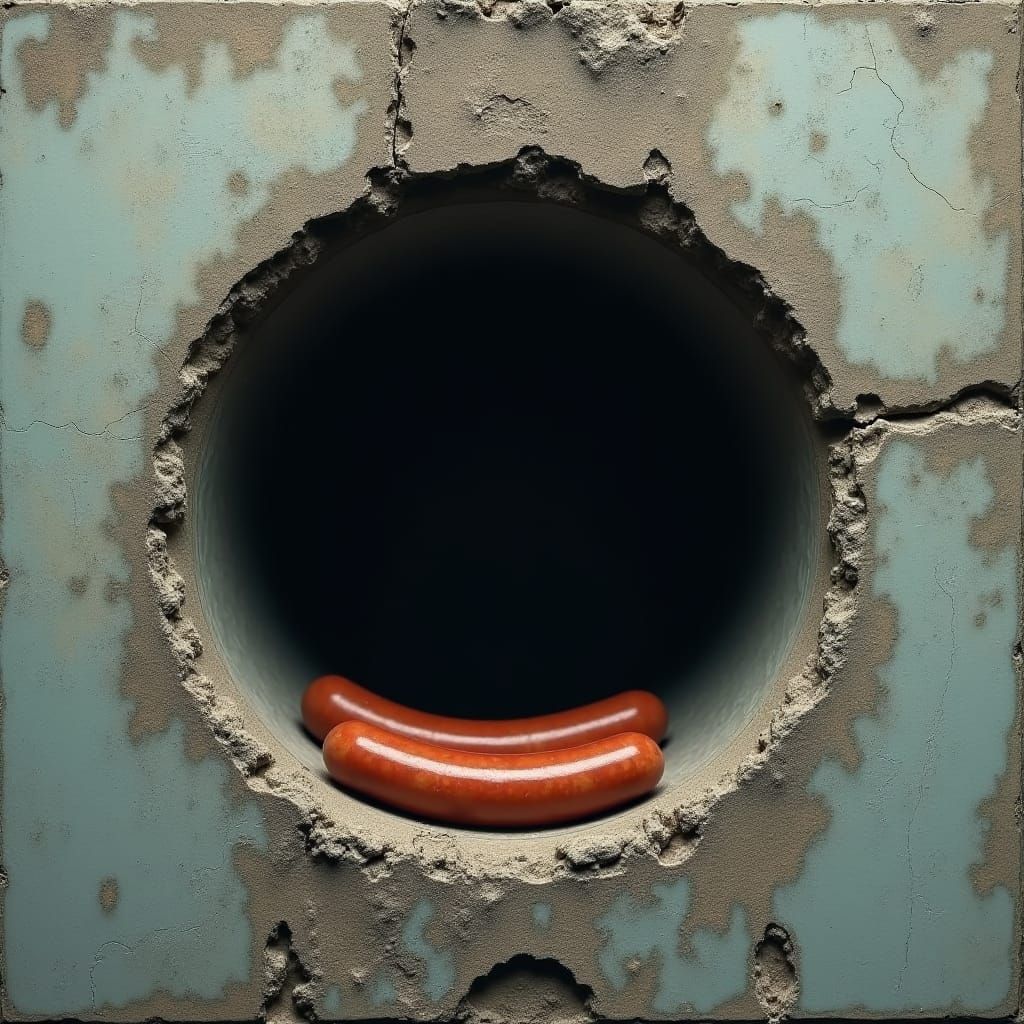 Weathered Wall with Sausage