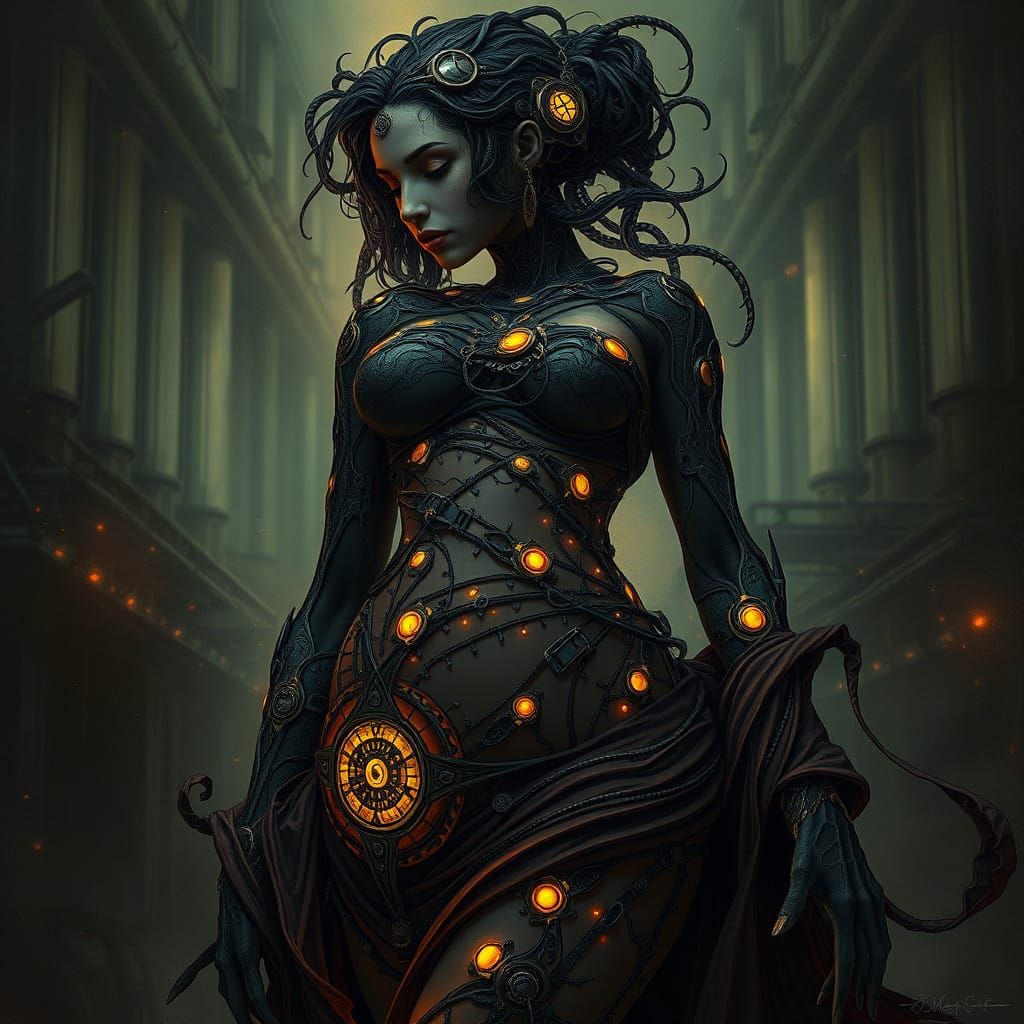 Curvy beauty from the shadows of the future