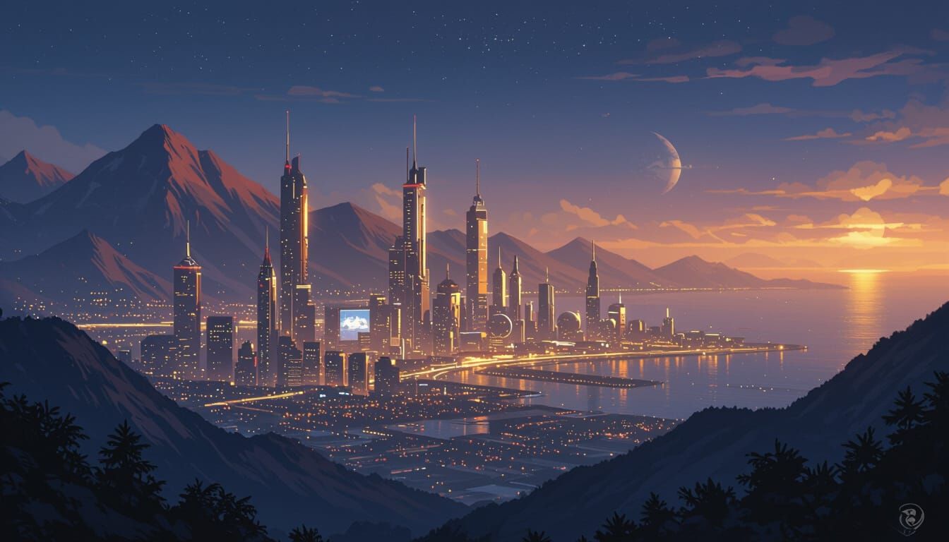 Cyberpunk City at Night: Golden Glow in Unreal Engine