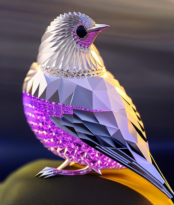 Crystal Swarovski Bird Figurine in 8K
