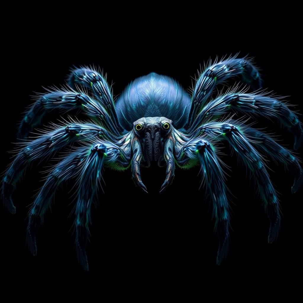 Majestic Fantasy Tarantula in Cyberpunk Style