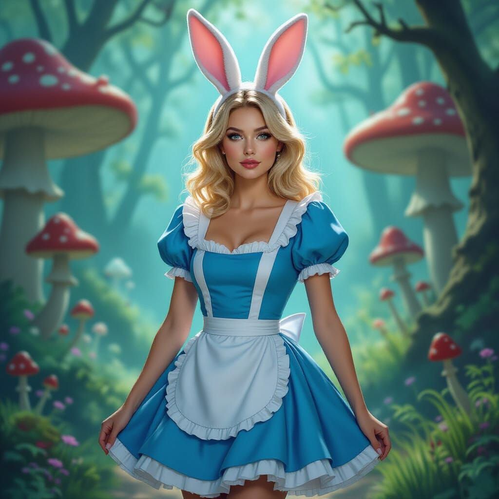 Alice in Wonderland Fantasy Portrait with Ethereal Lighting