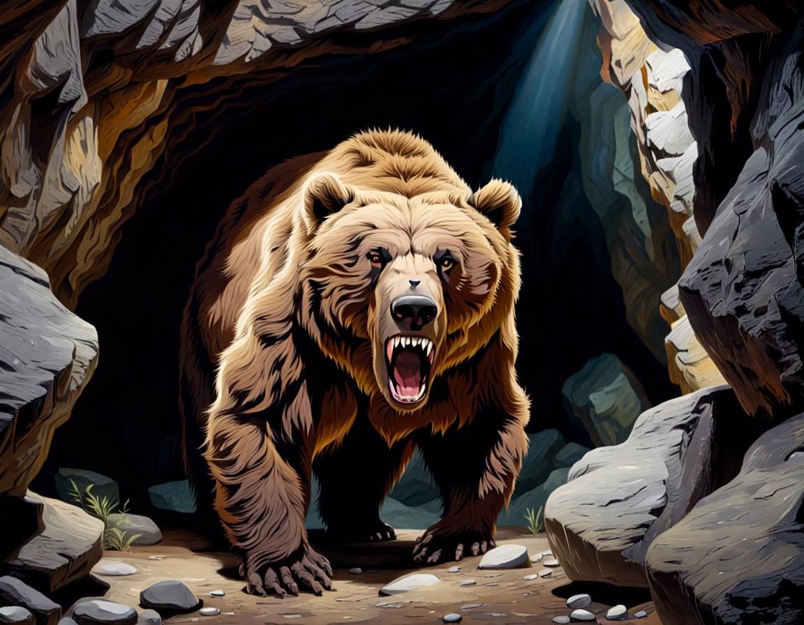 Roaring Cave Bear in Deep Cave