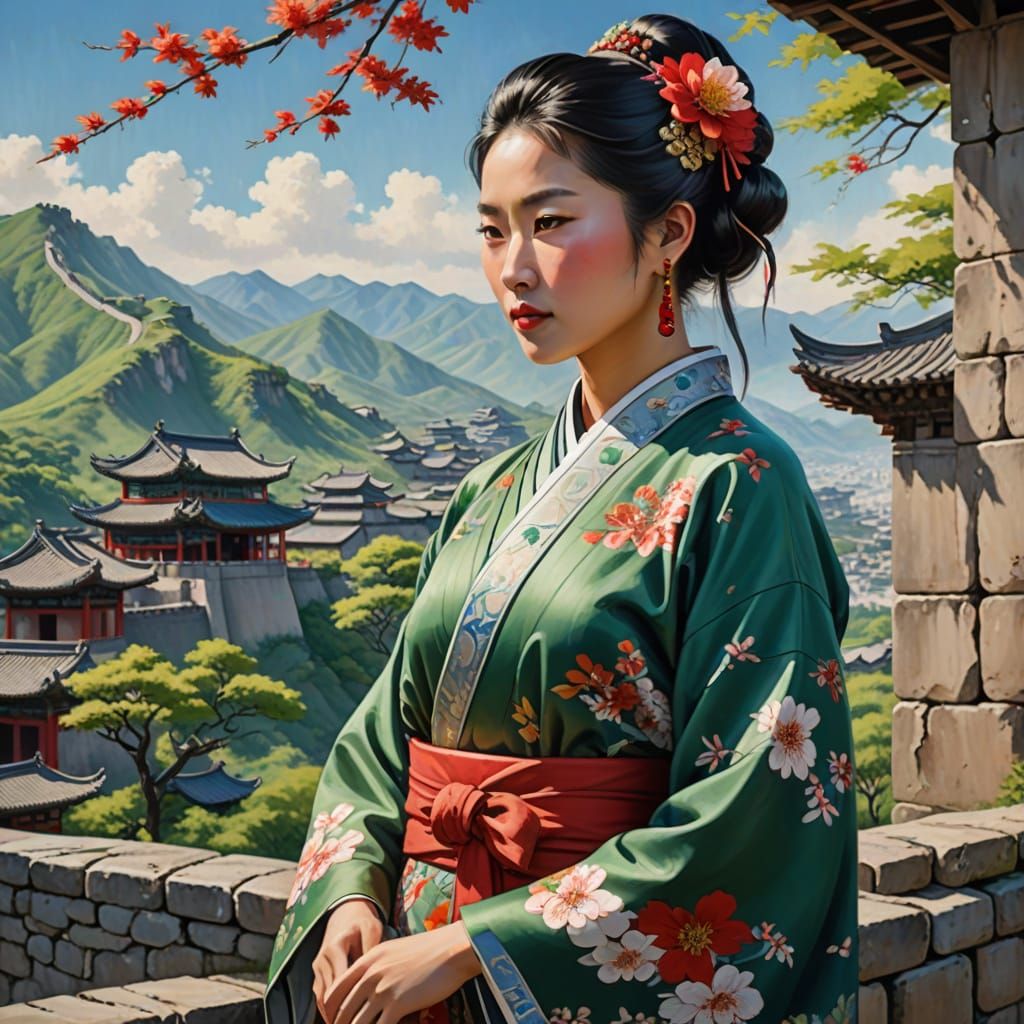 Elegant Asian Woman in Traditional Chinese Attire