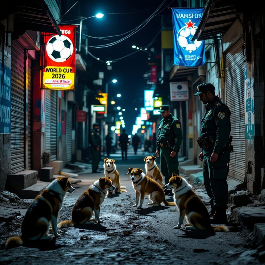 Stray Dogs Rounded Up in Dim Urban Alley