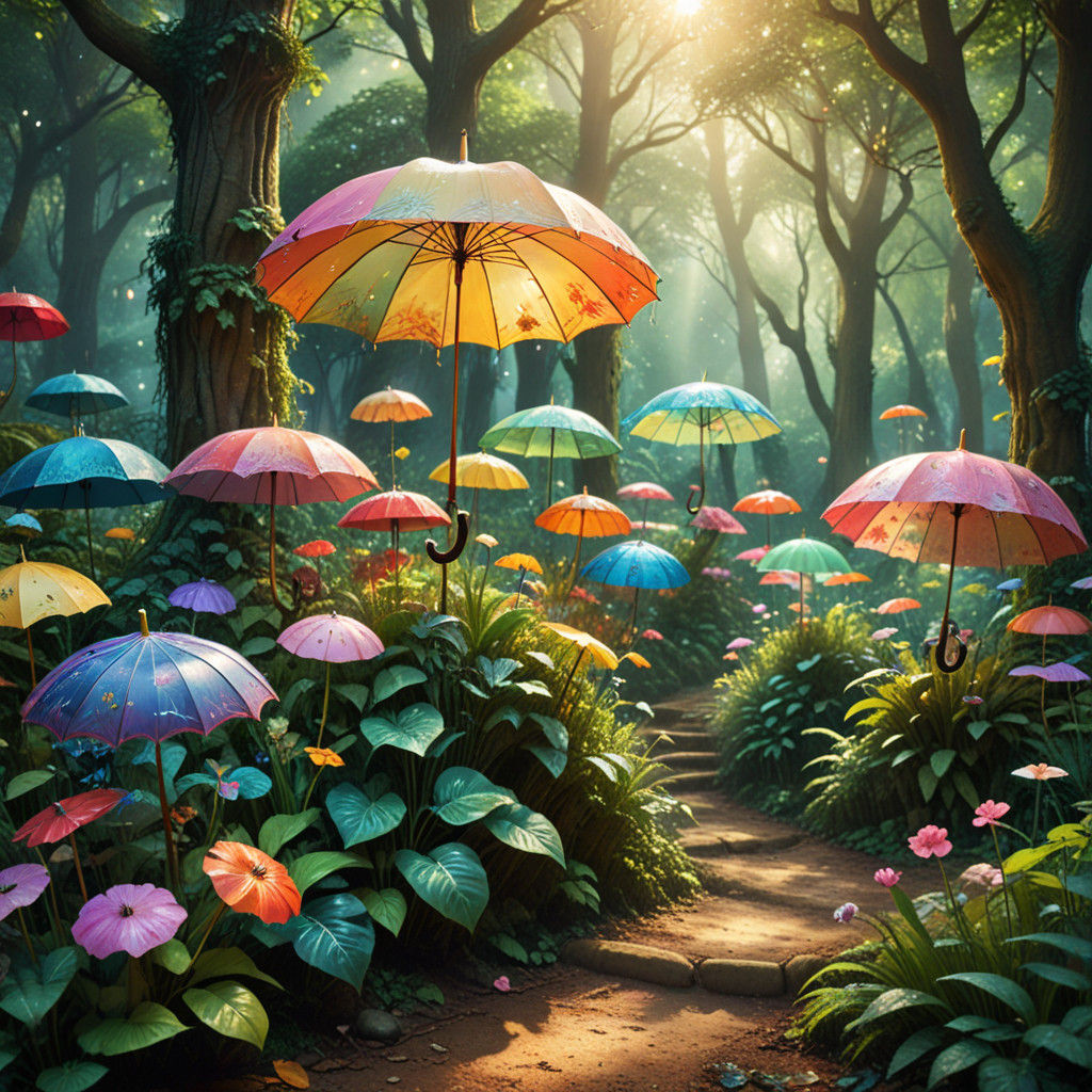 Whimsical Enchanted Forest Blooms with Vibrant Color