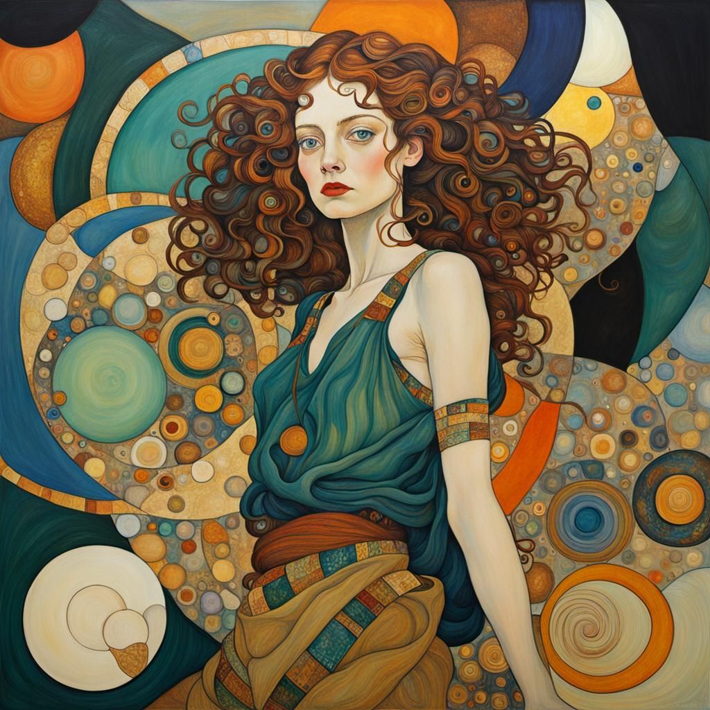 Abstract Art in the Style of Klimt, Schiele and Moebius