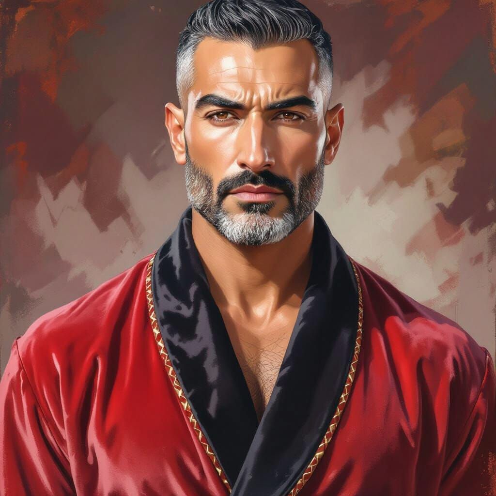 Wrathful Master Hunk in Velvet Robe - Vintage Impressionist ...