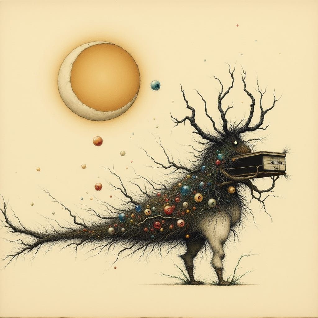 Minimalist Surrealism Art in Ralph Steadman Style