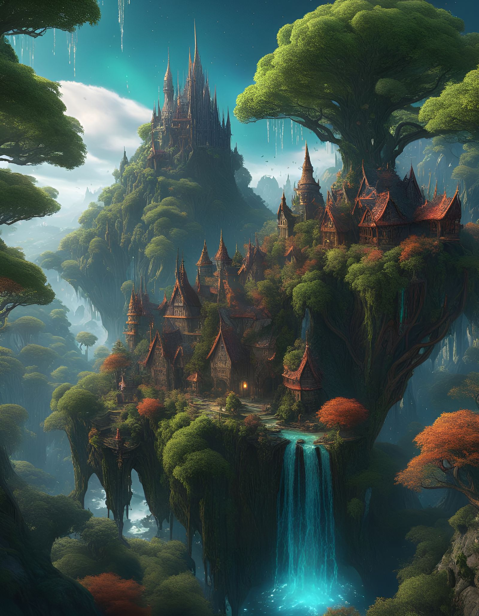 Magical Elven Village Atop Mystical Mountain