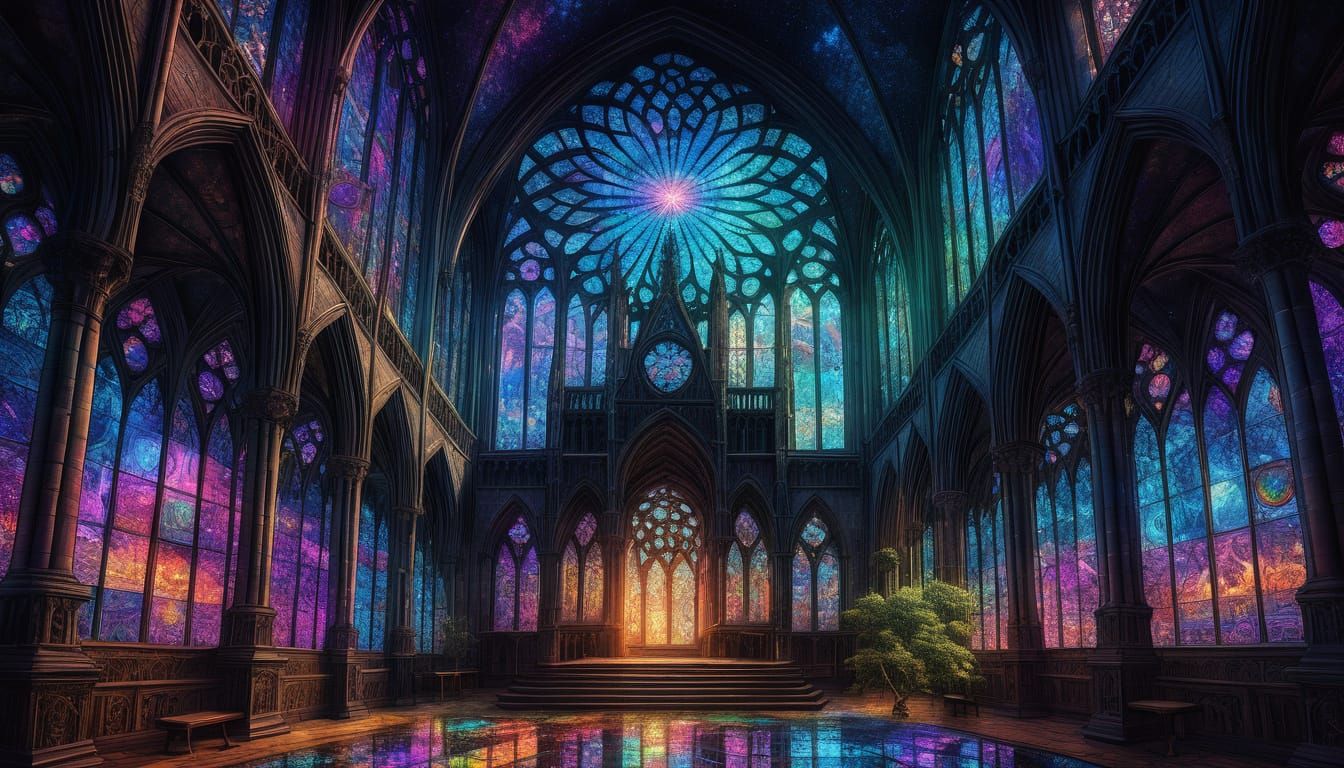 Bubble Cathedral: Gothic Art in Astral Cosmic Style