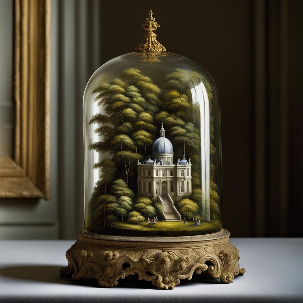 Miniature Forest Palace Still Life, Dutch Golden Age Style