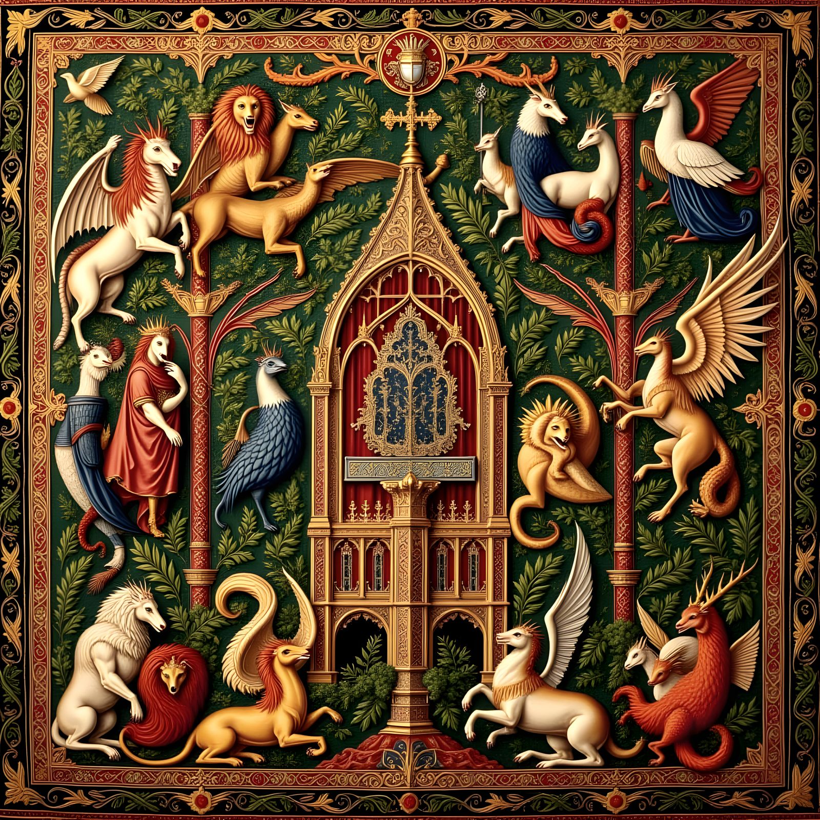 Regal Flemish Tapestry in Rich Jewel Tones