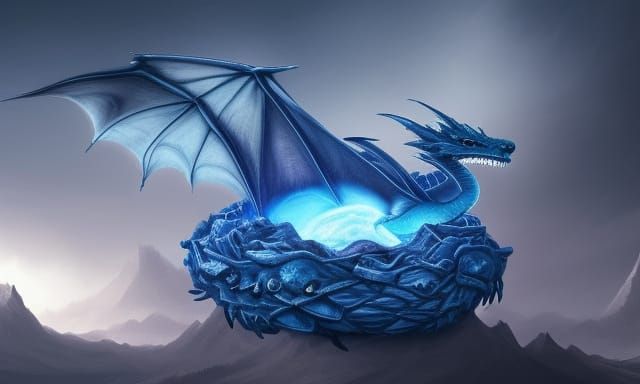Protective Dragon Mother with Baby: Fantasy Art