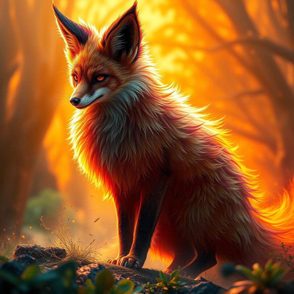 Fiery Fox Creature in Fantasy Concept Art