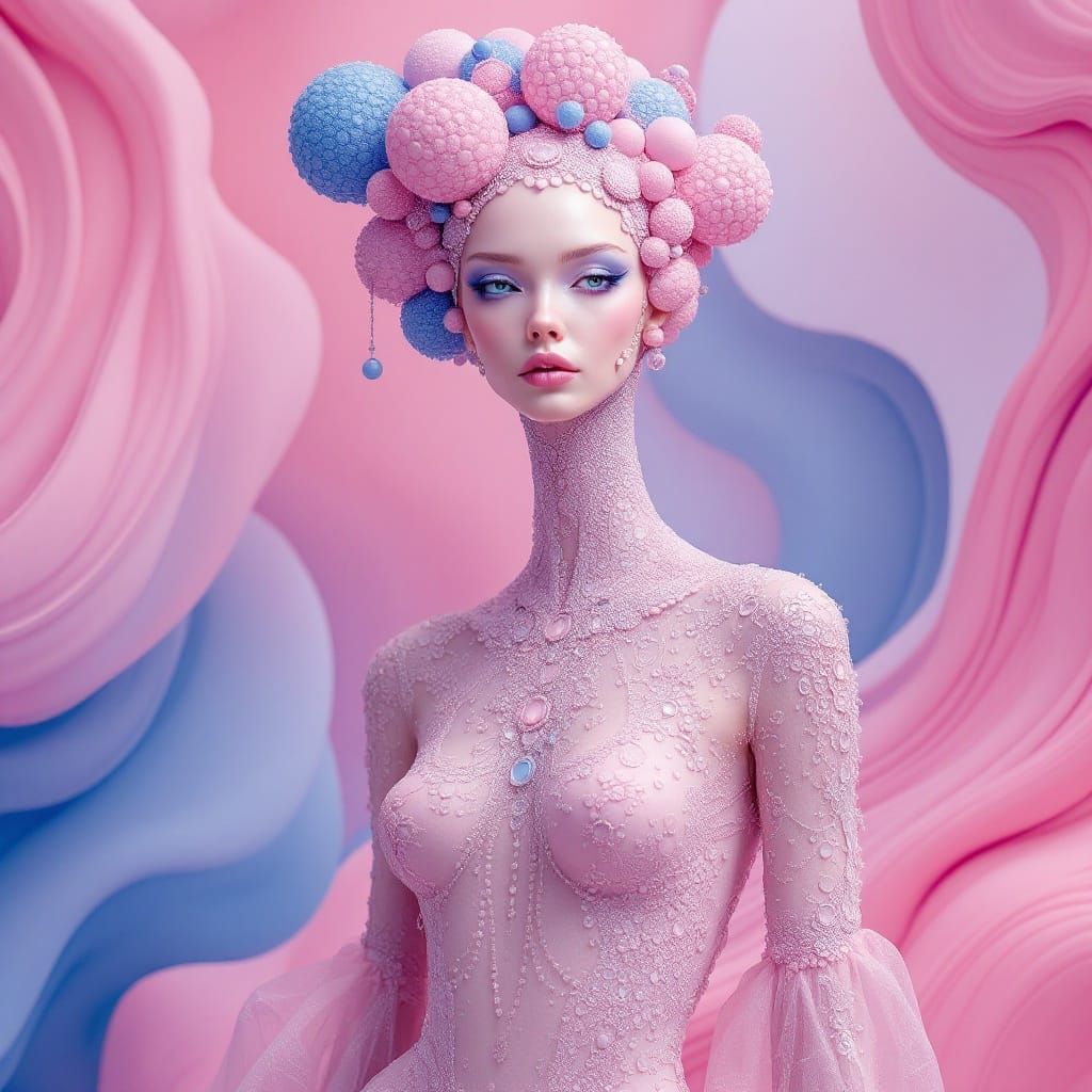 Ethereal Elegance Meets Futuristic Chic in a Dreamlike World