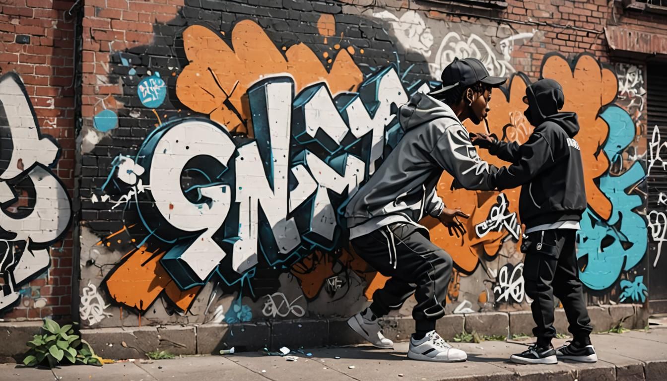 Hip Hop Graffiti Art in Anime Style