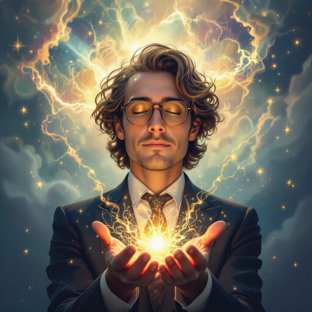 Vibrant Soul Radiating Optimism in Surrealist Style