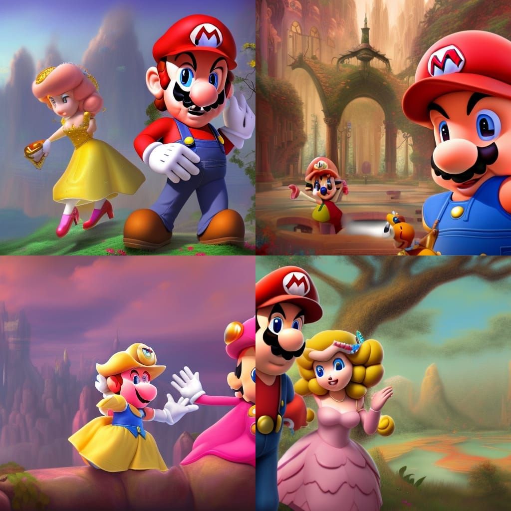 Princess Peach and Mario: Detailed Fantasy Art
