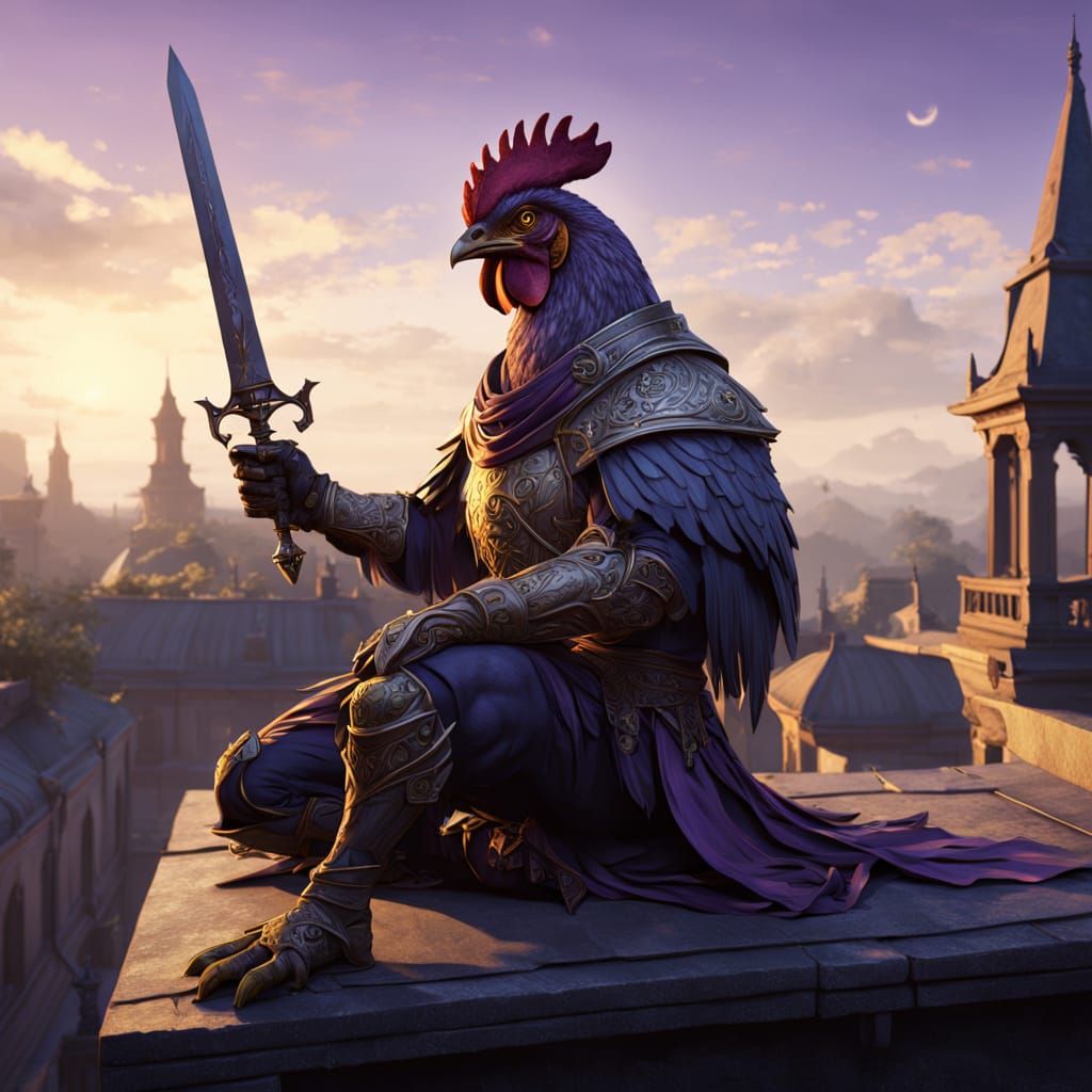 Humanoid Chicken Assassin Rooftop Sentinel