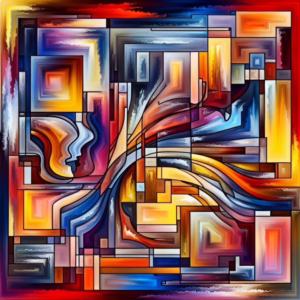 Dynamic Abstract Art with Geometric Shapes and Vivid Colors