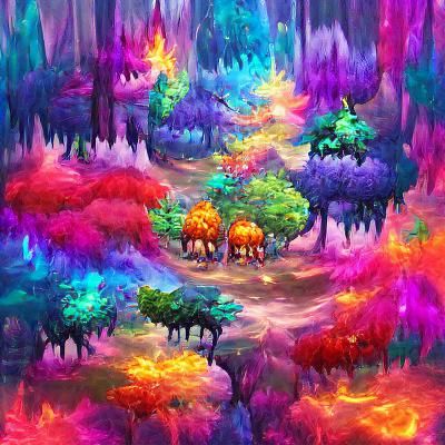 Ethereal Forest Scene with Glowing Light