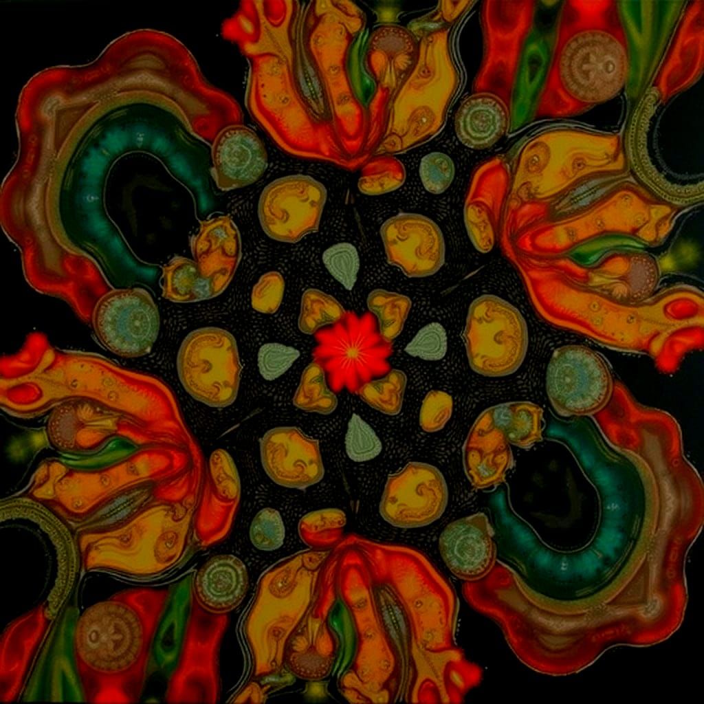 Psychedelic Fractal Art in Deep Triadic Colors