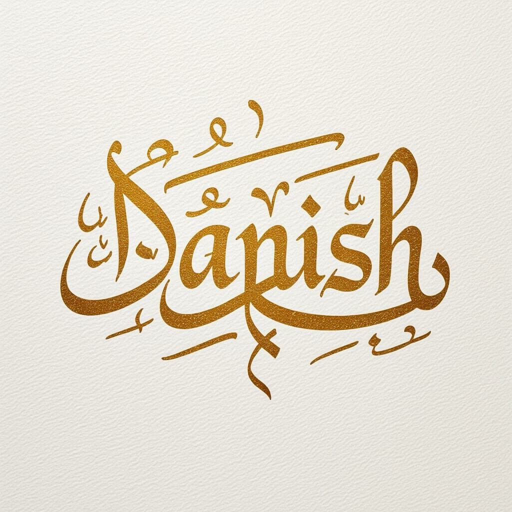 Golden Arabic Calligraphy 'Danish' on Textured Paper