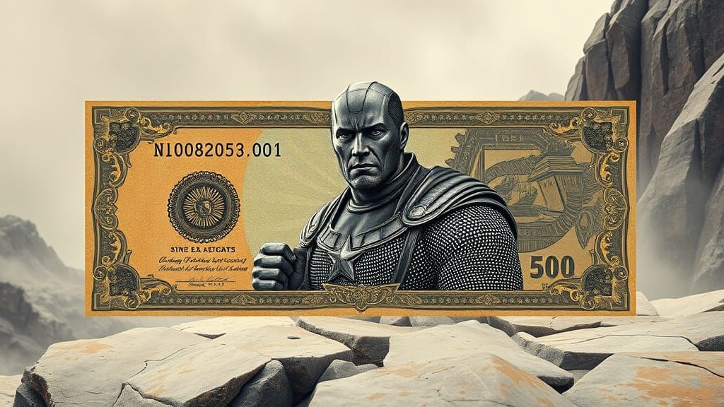 Epic Marvel Banknote in Gouache Style