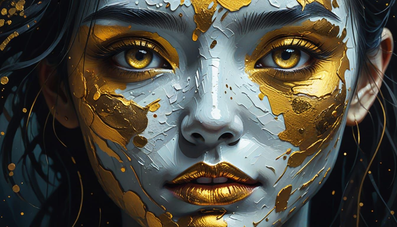 Surreal Impasto Face Art with Luminous Details