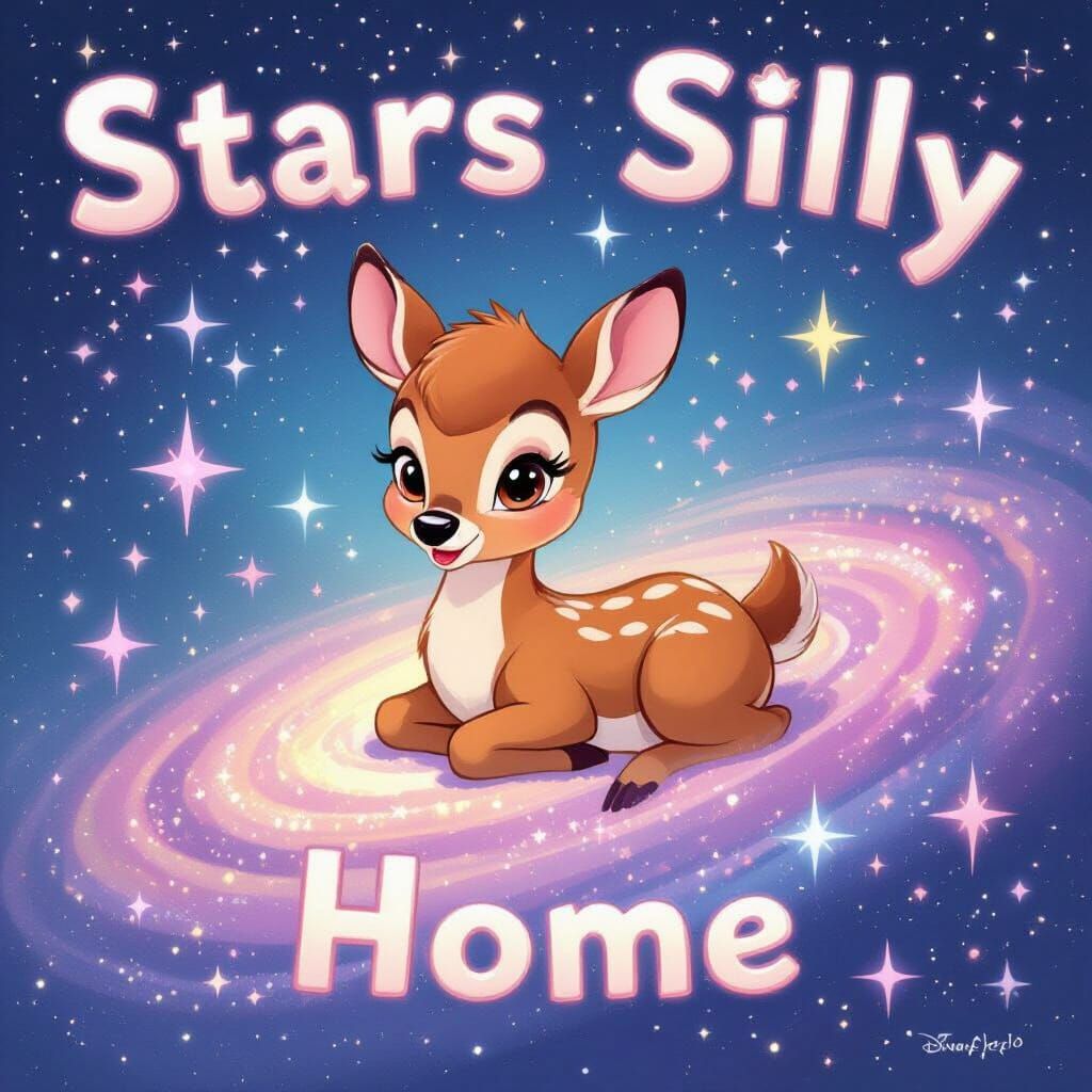 Kawaii Deer in Pastel Galaxy, Disney Style