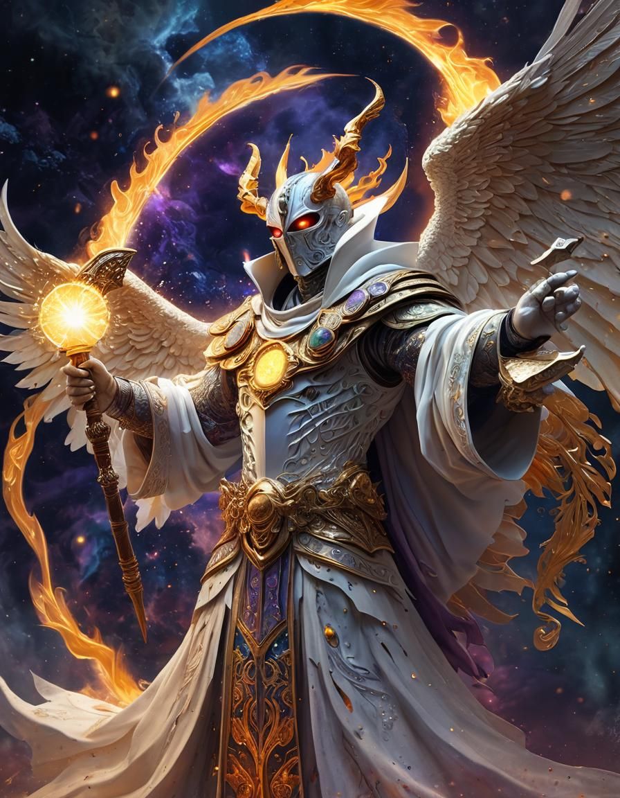 Flame-Headed Sun God in Cosmic Peruvian Art