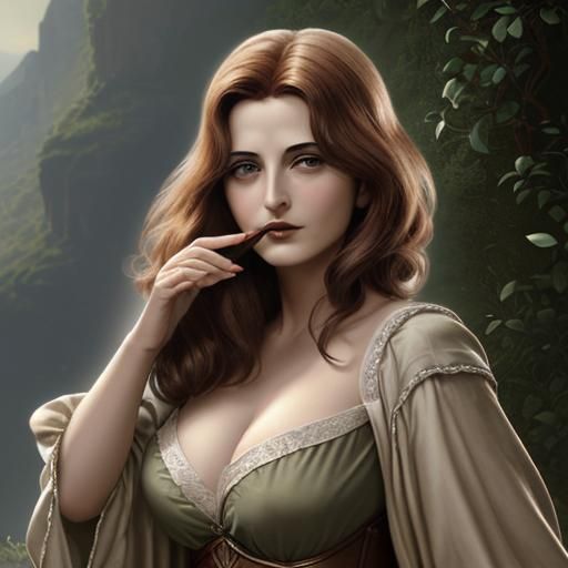 Gentle Curves: A Detailed Matte Painting of Feminine Beauty