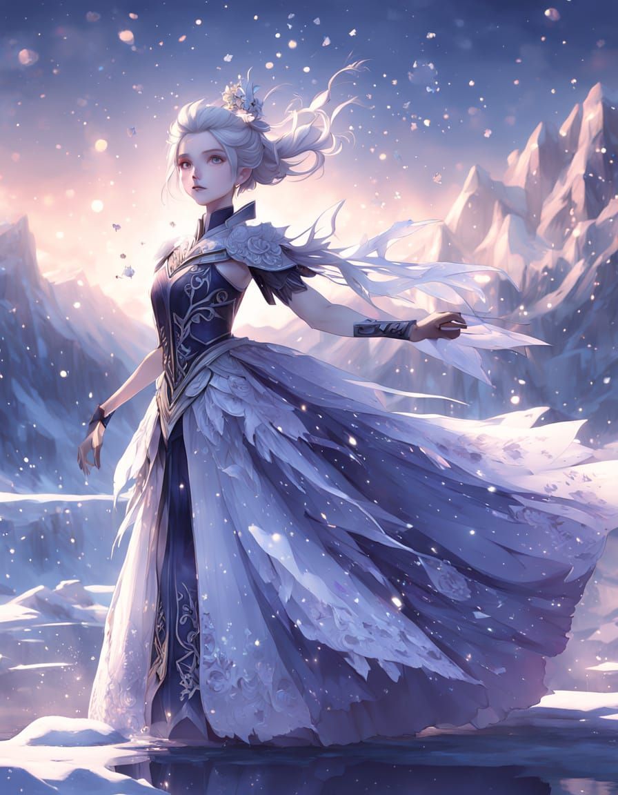 Ethereal Ballerina Dances on Frozen Lake at Twilight