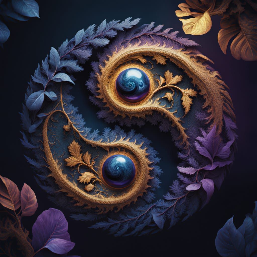 Magical Floral Yin-Yang in Mystical World