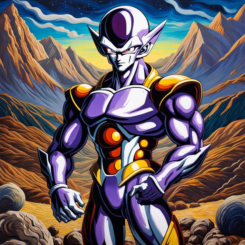 Frieza Portrait in Van Gogh Style on Alien World