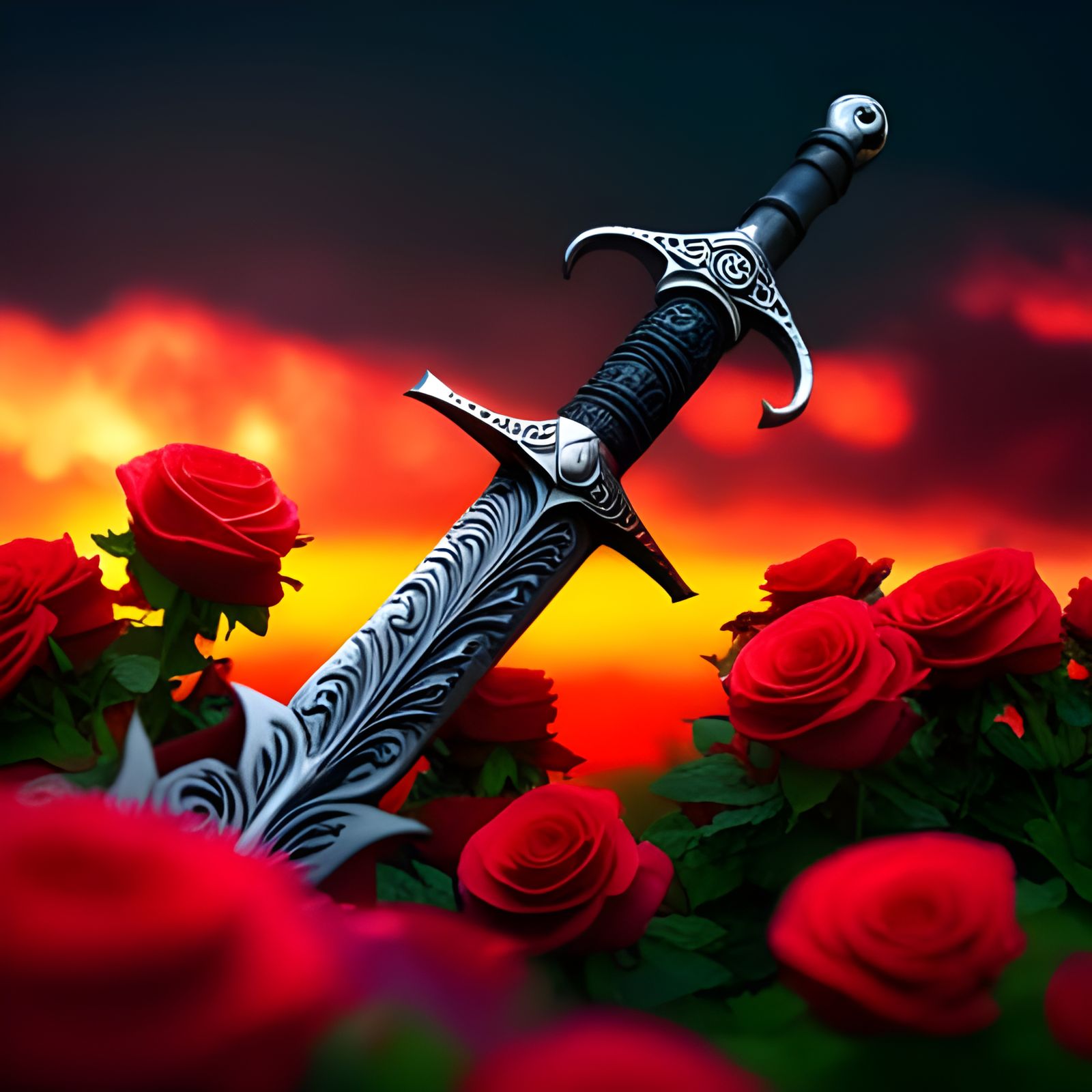 Rose Sabre with Dark Electricity in Field