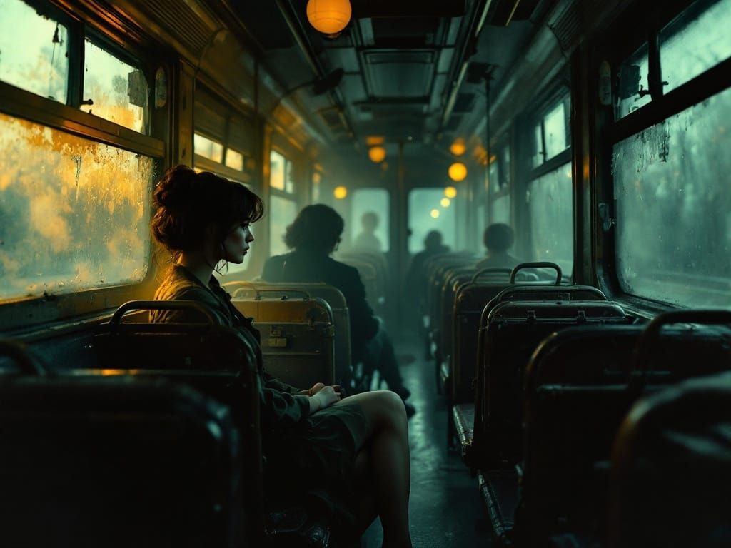 Vintage Train Car Scene in Moody, Cinematic Lighting