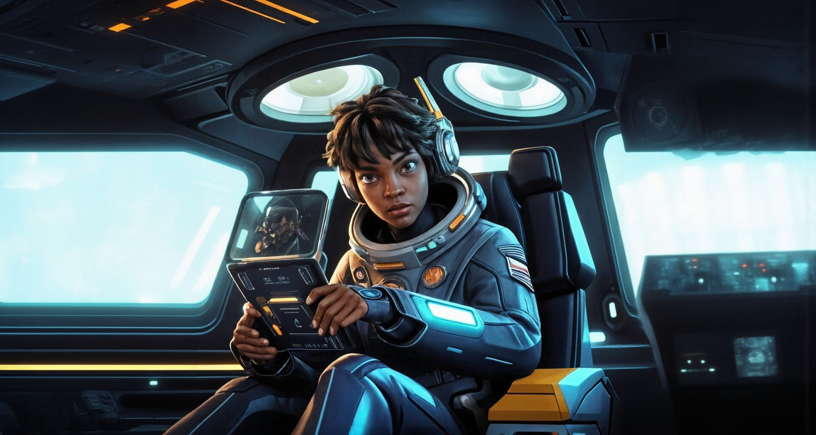 Sci-Fi African American Pilot in Space Battle