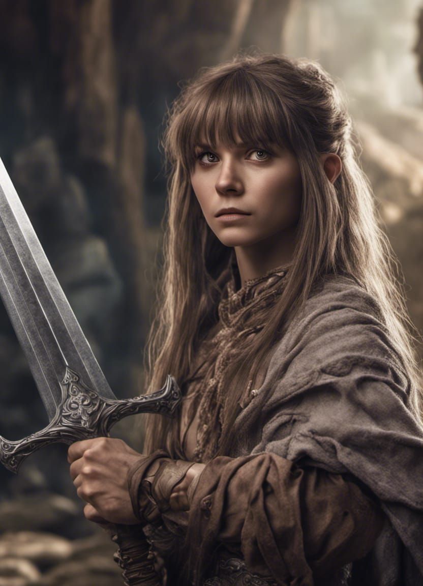 Jen from Dark Crystal with Sword, Hyperrealistic