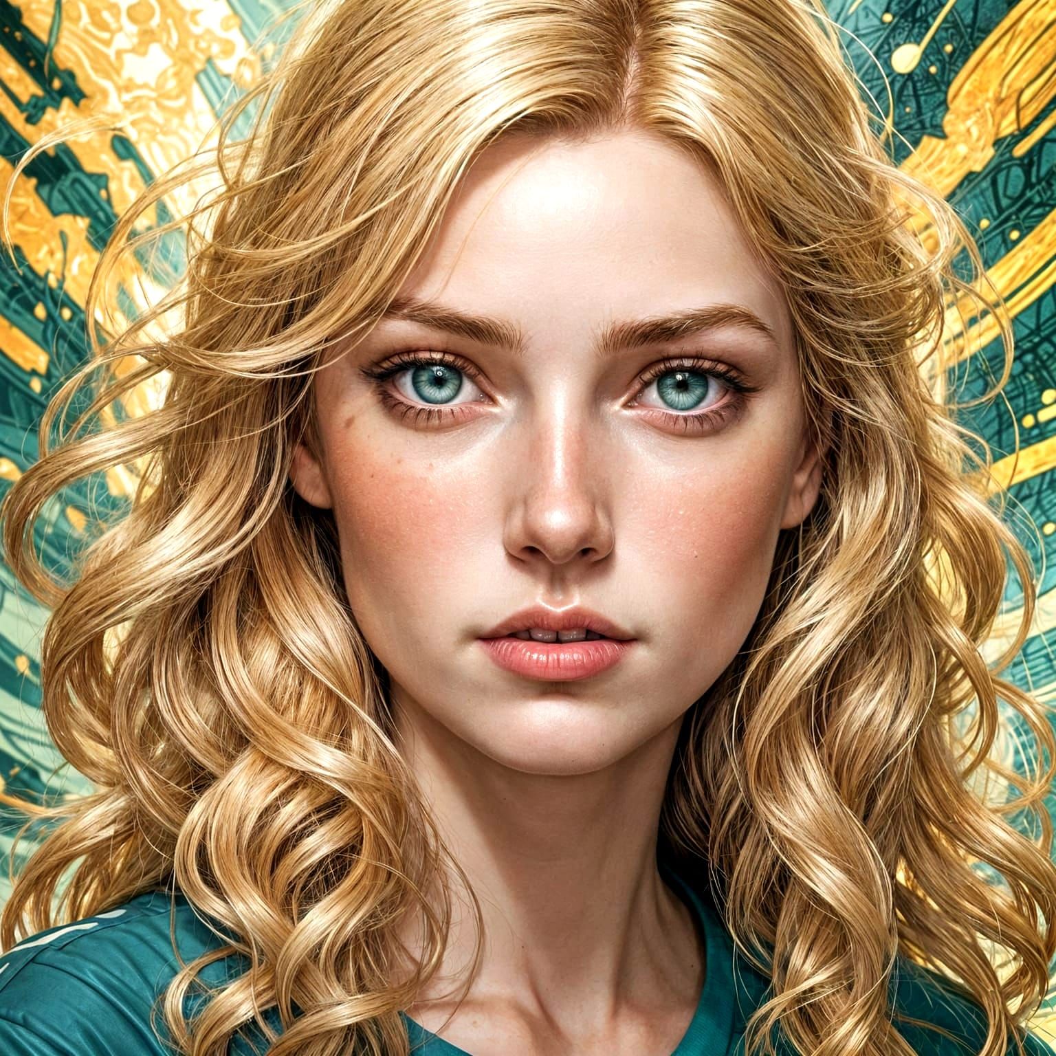 Blond Teen Portrait in Comic Book Style