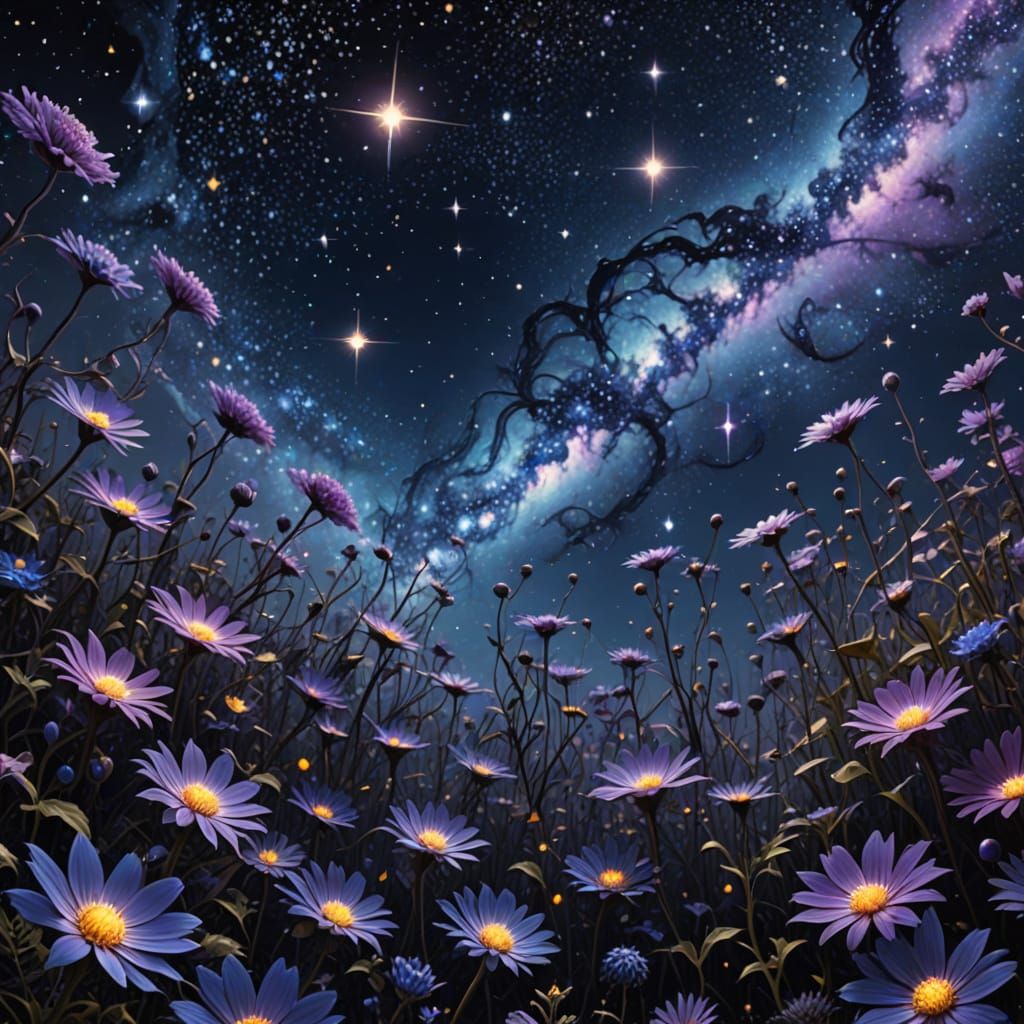 Cosmic Garden of Stars and Nebulae