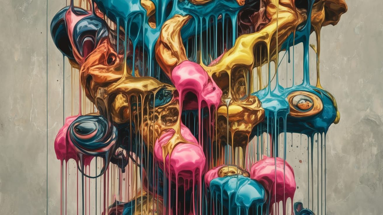 Vibrant Abstract Artwork with Dripping Paint