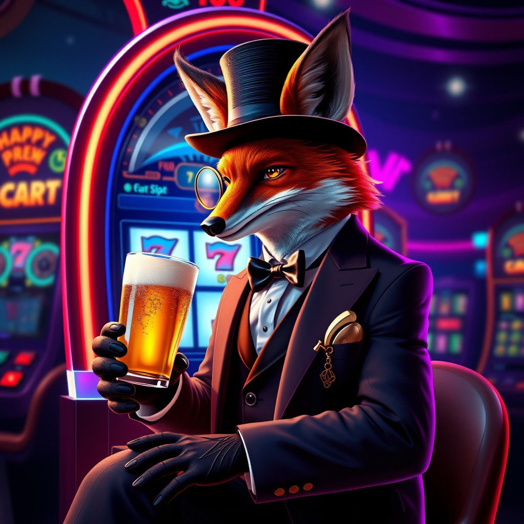 Anthropomorphic Firefox Enjoying Beer in Casino