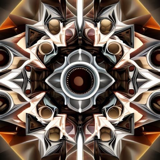 Kaleidoscopic Coffee Mosaic in Soft Focus