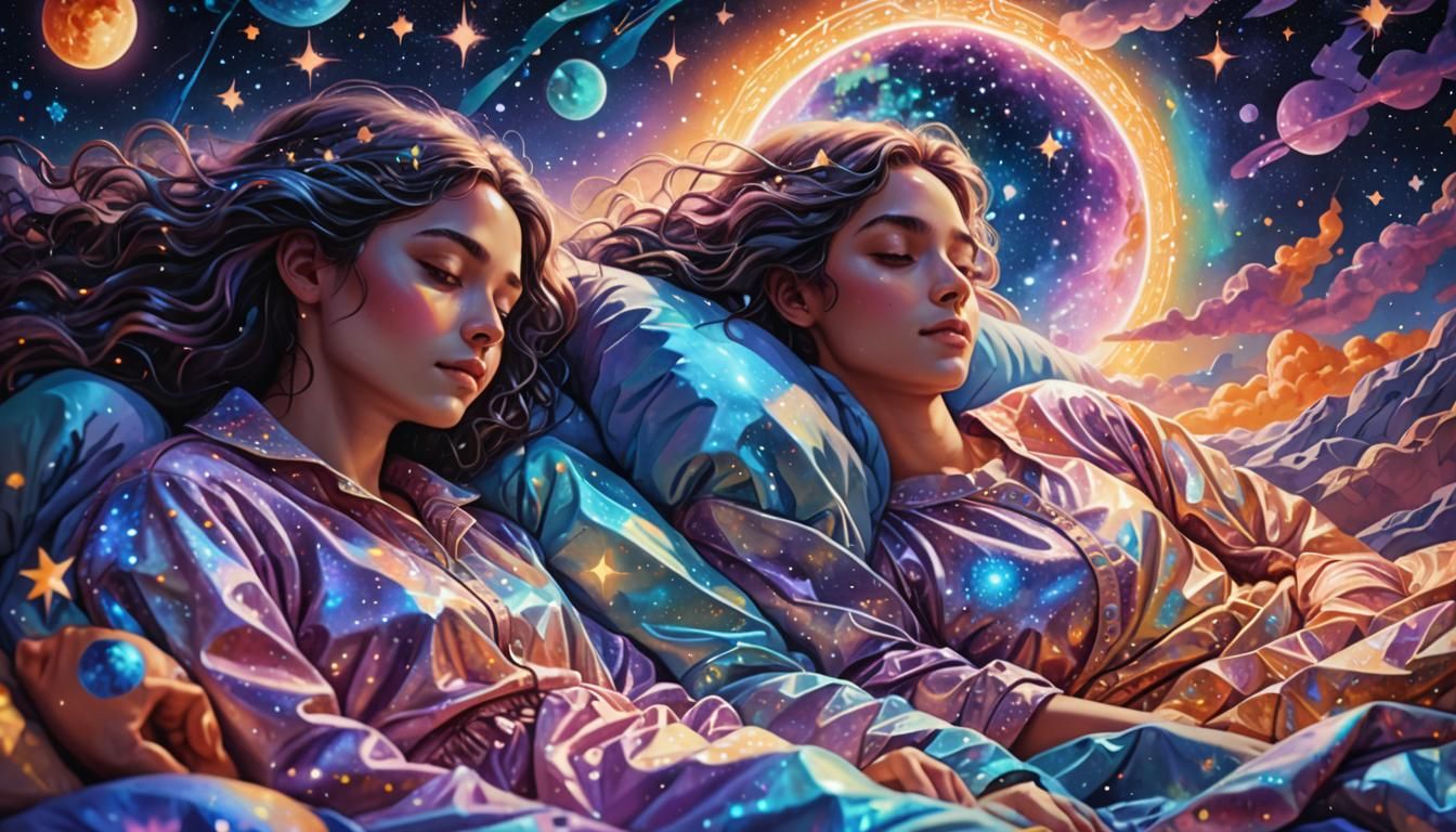 Cosmic Dreamscape: Holographic Astral Sleep Illustration