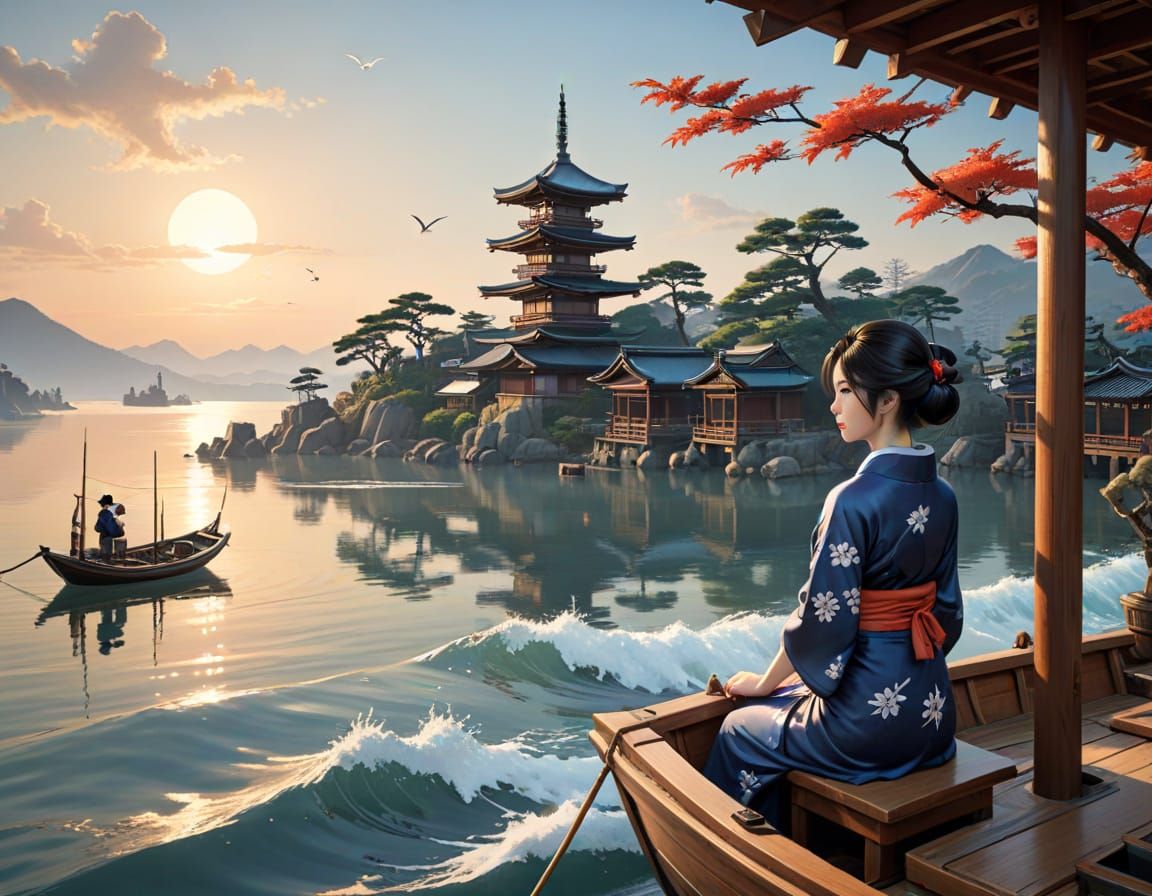 A Serene Scene: Capturing Chiaki in Ukiyo-e Splendor by the ...